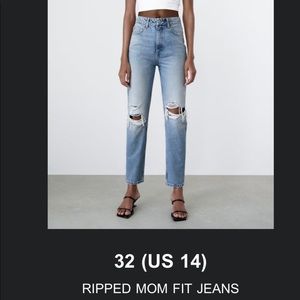 Zara Ripped Mom Fit Jeans